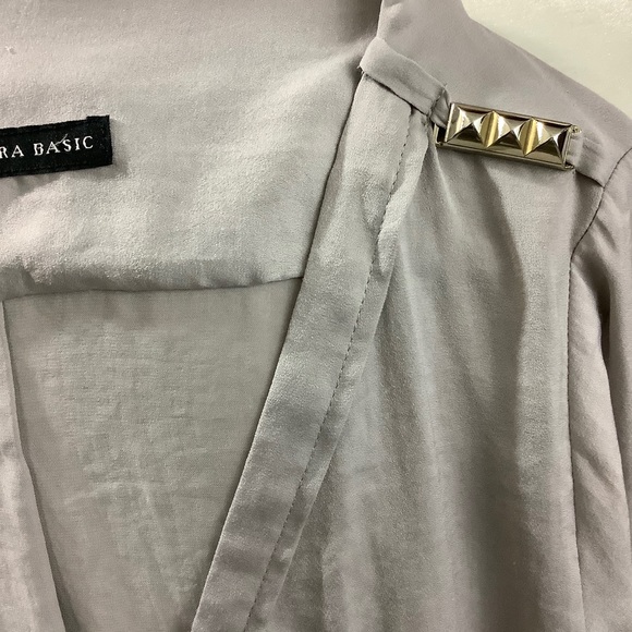 ZARA BASIC Light Gray V-Neck Top 186 - Picture 5 of 10